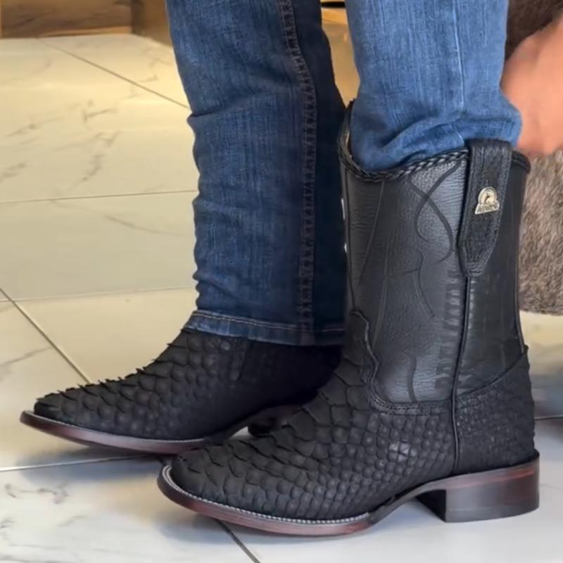 Black Python Leather Boots