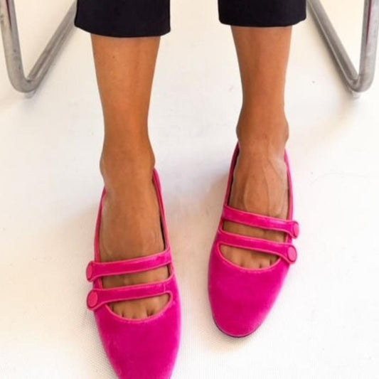 Velvet Round Toe Ballet Flats