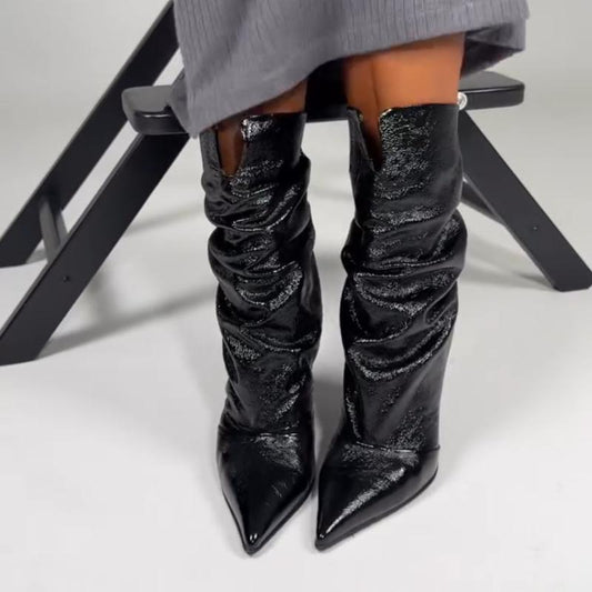 Patent Leather Boots Hi-Heels