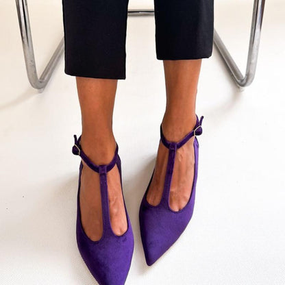 Purple Velvet Ballerinas