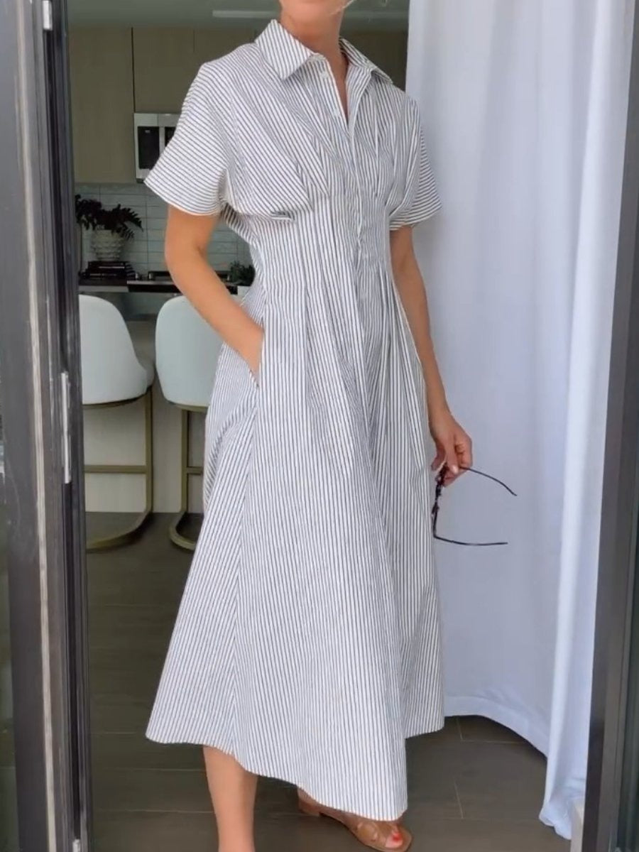 Simple Striped Shirt Dress