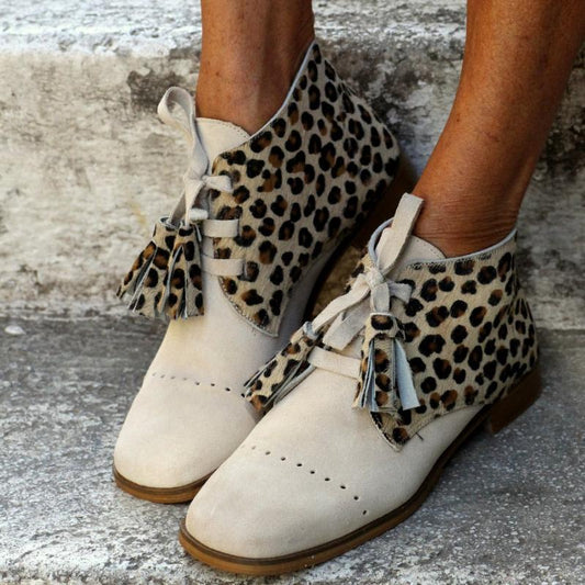 Leopard Square Toe Ankle Boots