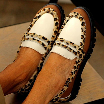 White Leopard Loafers