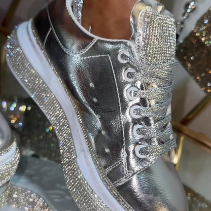 Silver Rhinestone Sparkle Sneakers