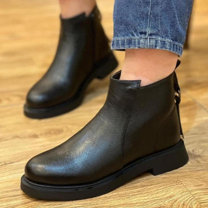 Low Heel Flat Ankle Boots