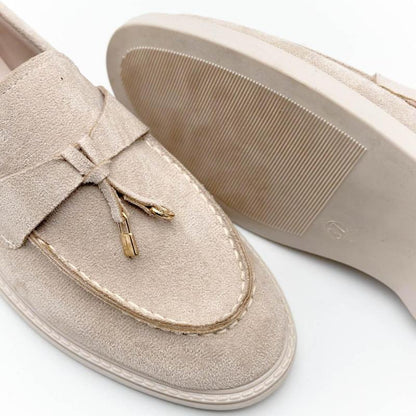 Metal Buckle Suede Flat Lazy Loafers