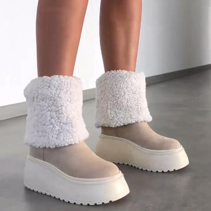 Two-Ways Suede Fur Platform Boots