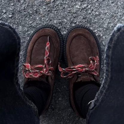 Vintage Suede Lace-up Loafers