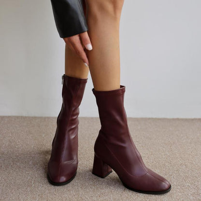 Short Heeled Stretch Boots