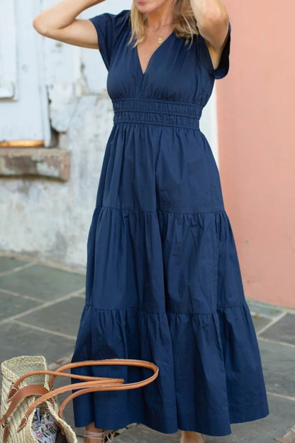 Navy Blue Waist Maxi Dress