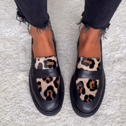 Leopard Print Leather Loafers