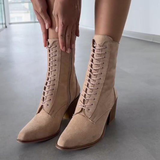 Pointed Toe Short Heel Women's Boots