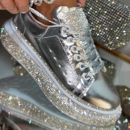 Silver Rhinestone Sparkle Sneakers