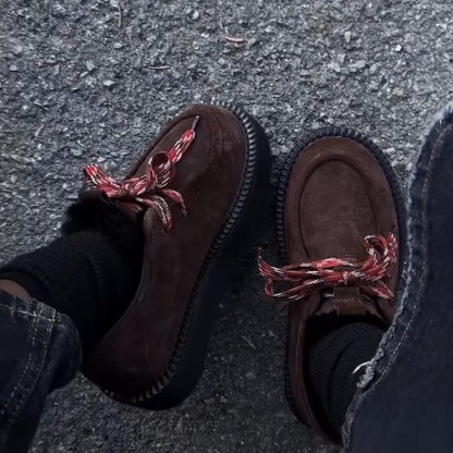 Vintage Suede Lace-up Loafers