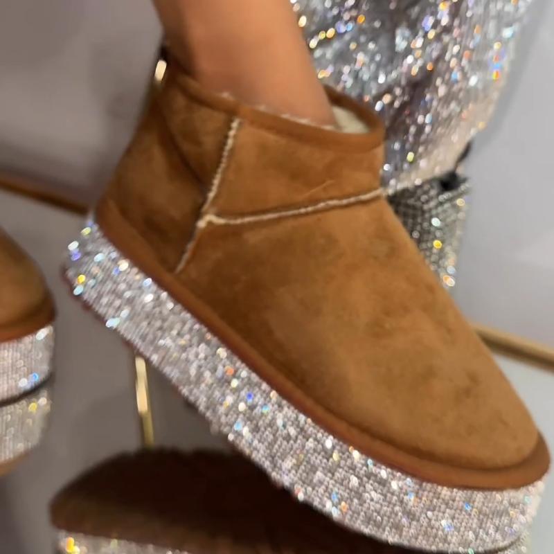 Rhinestone Platform Ankle Booties