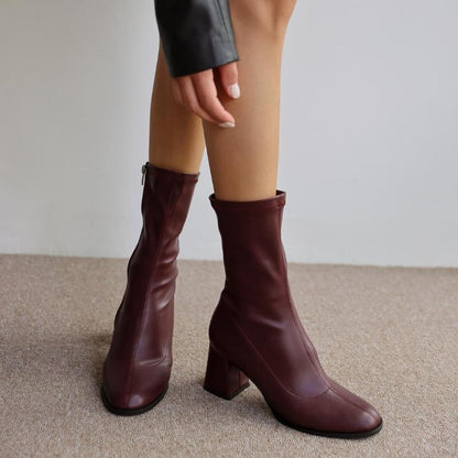 Short Heeled Stretch Boots