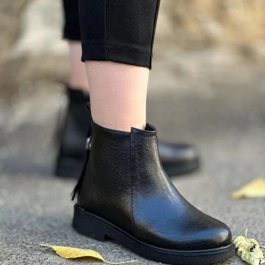 Low Heel Flat Ankle Boots