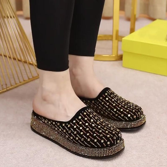 Gold Rhinestone Slippers