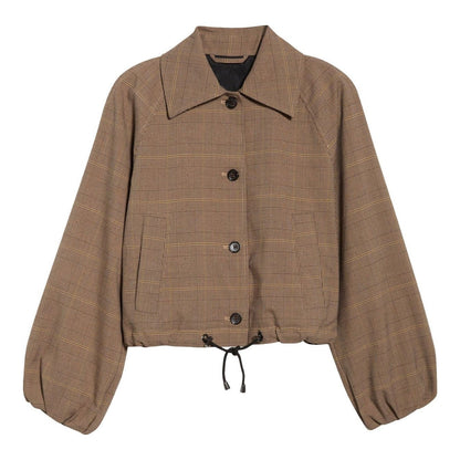 Plaid Bomber Short Jacket
